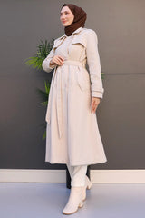 Striped Belted Cashmere Coat