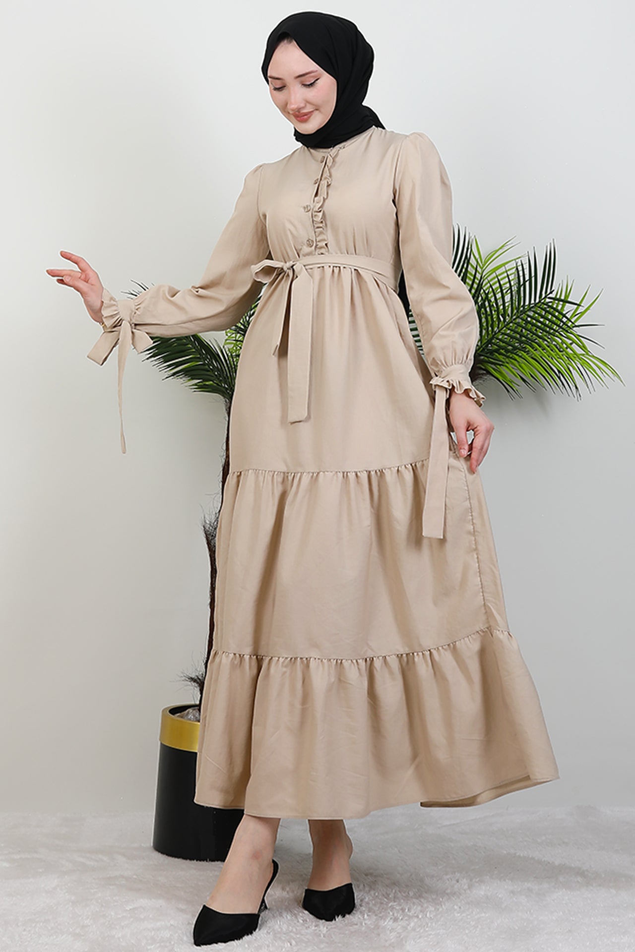 Buttoned Ruffle Dress