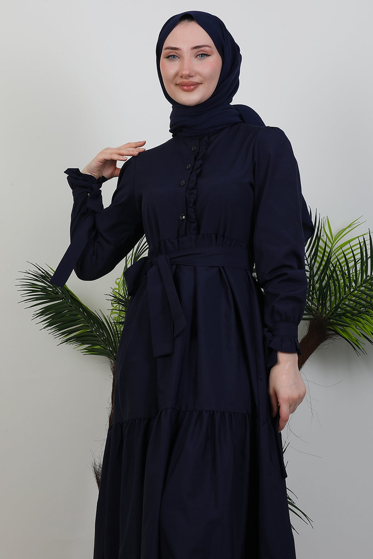 Buttoned Ruffle Dress