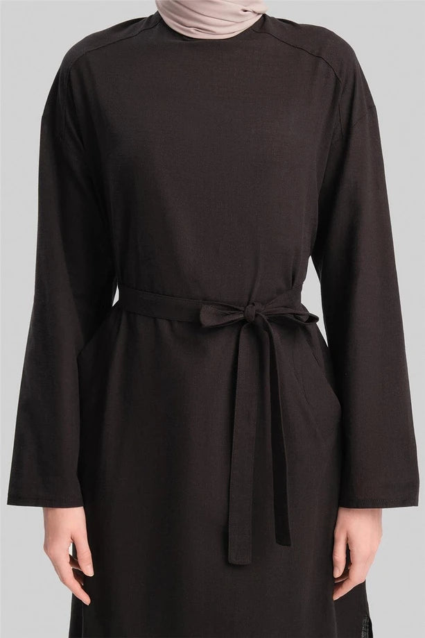 Belted Cotton Tunic Dress