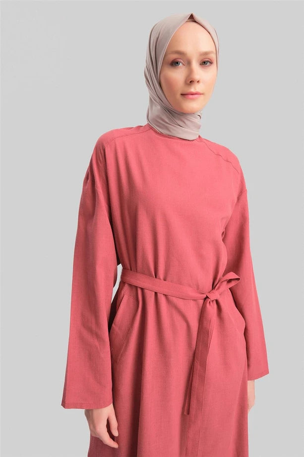 Belted Cotton Tunic Dress