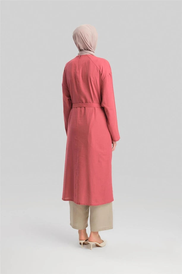 Belted Cotton Tunic Dress