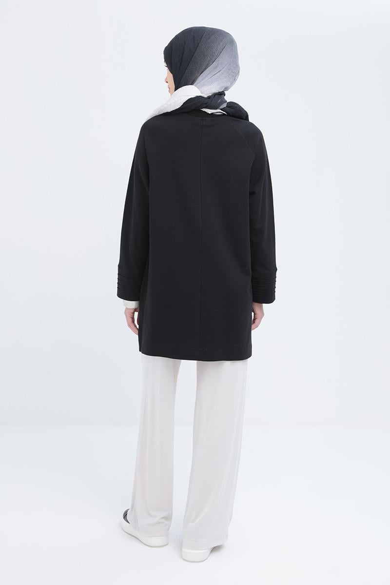 Tunic with Ribbed Cuff and Slit Detail