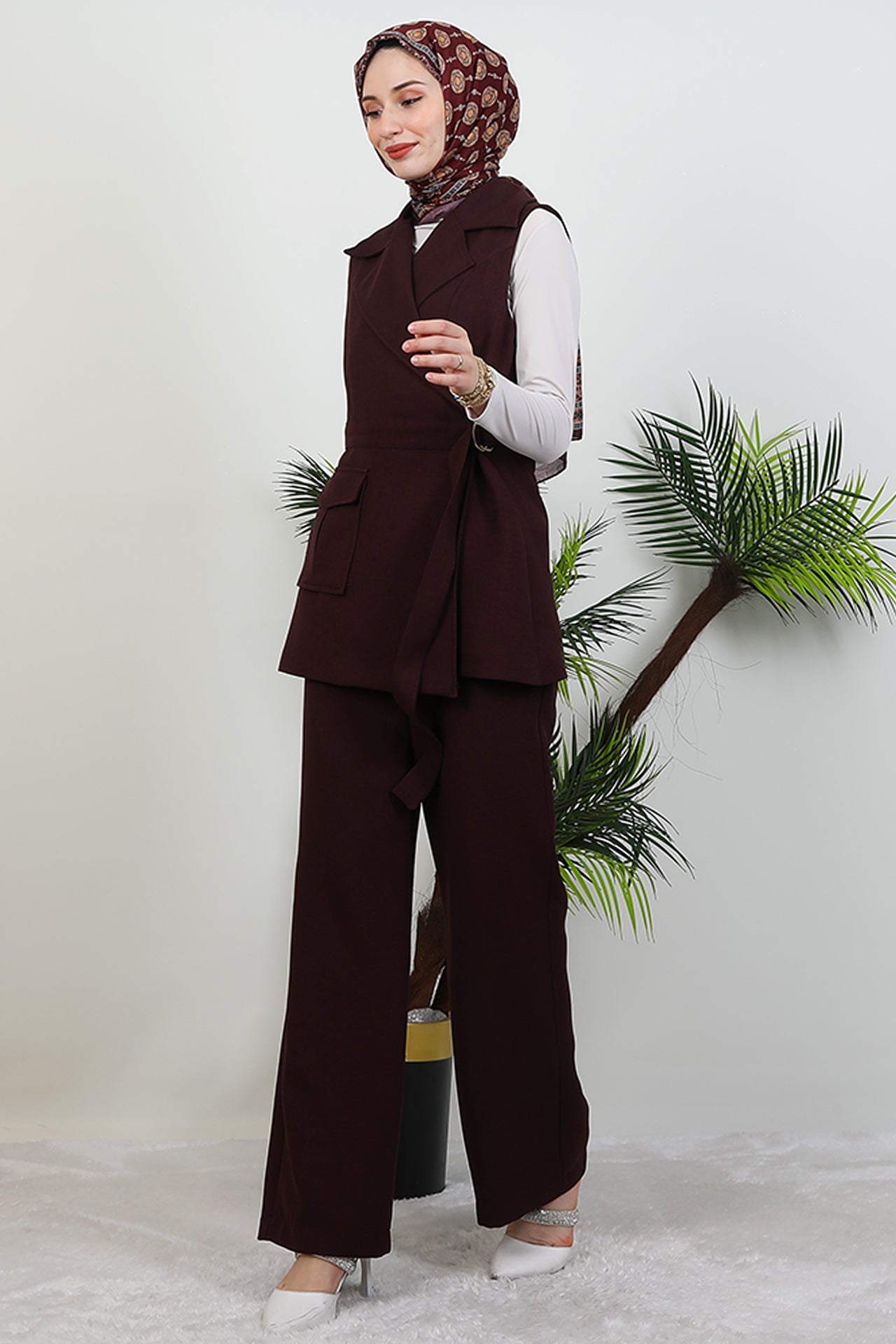 GIZAMILA Single Pocket Double Breasted Collar Suit
