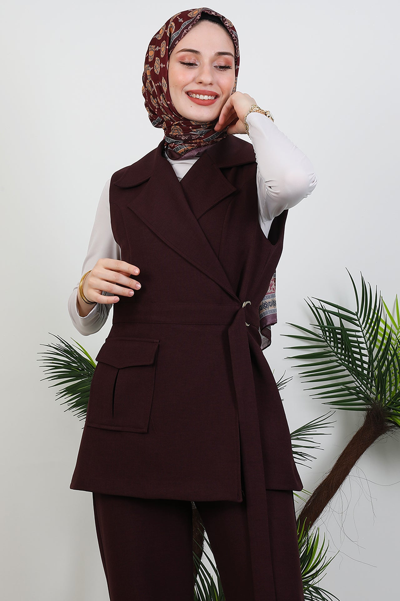 GIZAMILA Single Pocket Double Breasted Collar Suit